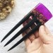 Hair fork with oak wood, purple resin topper and foil