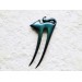 Wooden hair fork for women, Hair fork Blue Chameleon Cat 