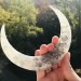 Crescent hair stick with white resin and silver foil