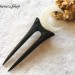 Black wooden hair fork with White Crescent