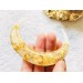 White crescent resin hair stick with gold foil