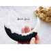 Crescent moon hair stick with black oak and white resin