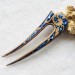 Wooden hair fork with blue stones