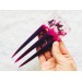 Purple resin hair fork with pink butterflies