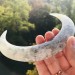 Crescent hair stick with white resin and silver foil