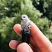 Carved wooden hair stick with snowy owl