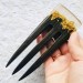 Wooden hair fork with black oak, resin topper and gold foil