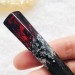 Hair stick, Wooden hair stick with dark red resin and silver foil