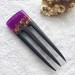 Hair fork with oak wood, purple resin topper and foil