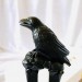 Carved wooden hair fork black raven, Hair stick crow, Gothic hair stick