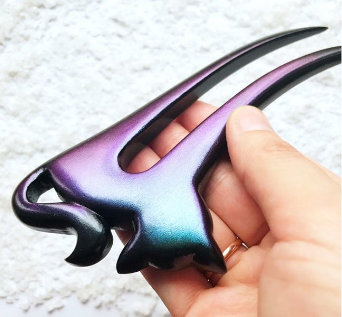 Hair fork Chameleon Purple Cat , bun holder