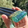 Hair fork, Wooden hair fork with blue resin and gold foil