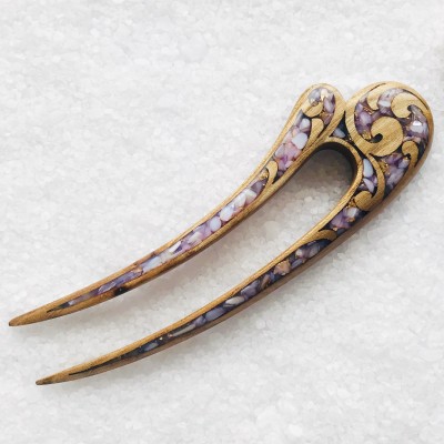 Purple Celtic hair fork 