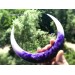 Crescent hair stick with black oak wood, white and purple resin