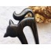 Black Oak Wooden Hair fork with Cat 