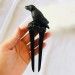 Carved wooden hair fork black raven, Hair stick crow, Gothic hair stick