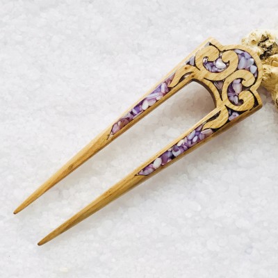 Purple Celtic hair fork 