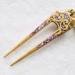 Wooden hair fork with purple stones