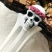 Carved wooden hair fork with Skull, Gothic hair stick