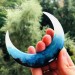 Crescent moon hair stick with black oak, blue and white resin