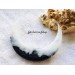 Crescent moon hair stick with black oak and white resin