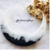Crescent moon hair stick with black oak and white resin