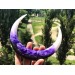 Crescent hair stick with black oak wood, white and purple resin