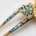 Wooden hair fork with blue stones