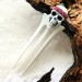 Carved wooden hair fork with Skull, Gothic hair stick