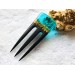 Hair fork, Wooden hair fork with blue resin and gold leaf, Hair accessories for women, Bun holder, Hair slide, Womens gift