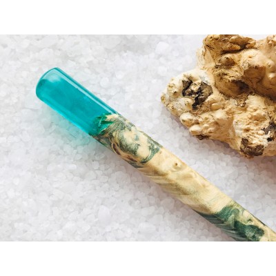 Turquoise wooden hair stick 