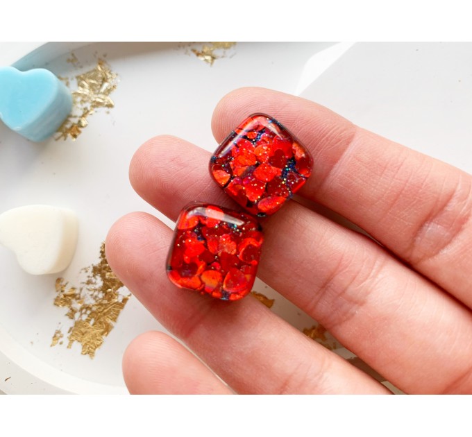 Gold and Red Resin Earrings