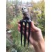 Carved wooden hair fork with Owl, Forest bird Stick