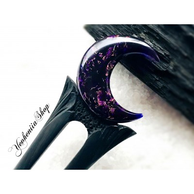 Hair fork Purple & Gold Crescent 