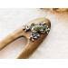 Wooden hair fork with frog