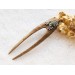 Wooden hair fork with frog