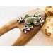 Wooden hair fork with frog