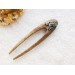 Wooden hair fork with frog