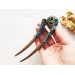 Wooden hair fork with blue stones 