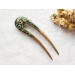 Double sided hair fork with green stones 