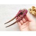 Wooden hair fork with pink stones 