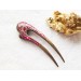 Wooden hair fork with pink stones 