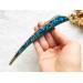 Wooden hair stick with blue stones