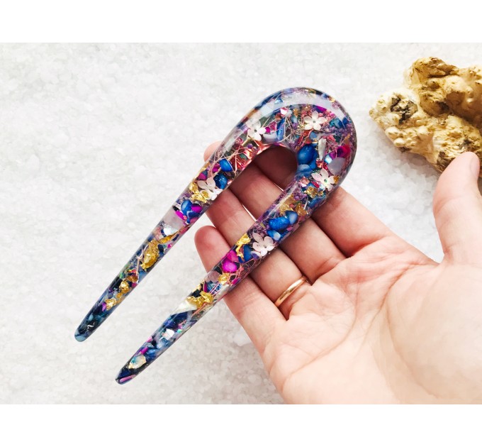 Hair fork with flowers and stones • Hair clip • Hair pin • Hair accessories • Hair jewelry • Resin hair stick • Decorative Hair Comb