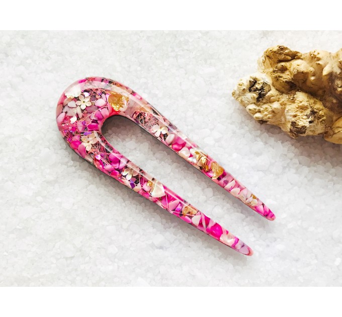 Hair fork with flowers and stones • Hair clip • Hair pin • Hair accessories • Hair jewelry • Resin hair stick • Decorative Hair Comb