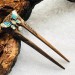 Wooden hair fork with butterfly 