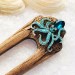 Wooden hair fork with octopus. Ocean hair clip.