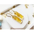 Resin Dangle Earrings • Drop Earrings with pressed real yellow flowers • Meditation Earrings • Wedding Earrings • Hook Earrings for women