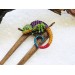 Wooden hair fork with Chameleon 