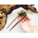 Wooden hair fork with Chameleon 